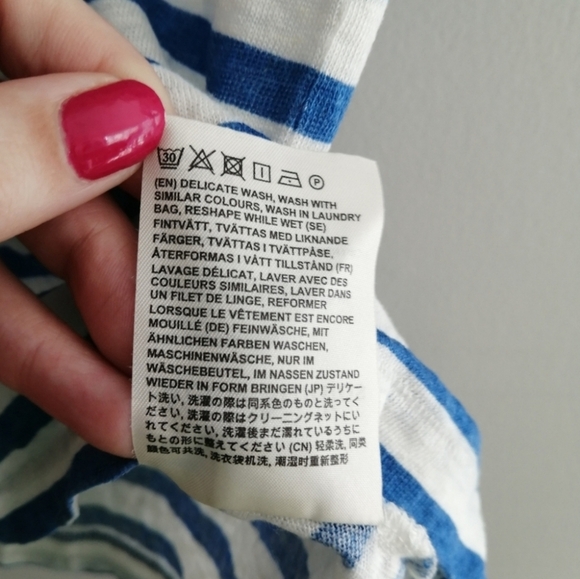 Acne Studios Stripe Linen Short Sleeve Off White and Blue XS - Picture 13 of 16